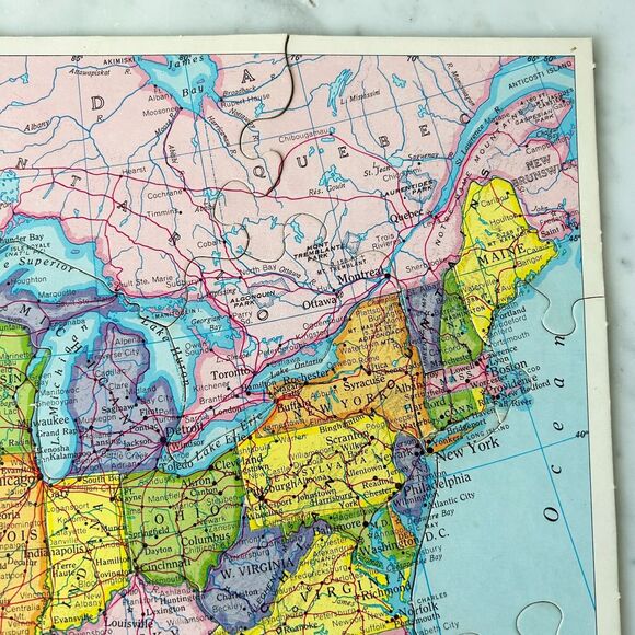 Vintage United States Map Puzzle Rand McNally 63 Pieces Diecut on State Lines - Picture 6 of 10
